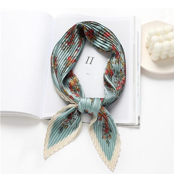 Pleated Blue Floral Scarf main image 4